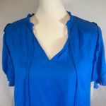 Lizard Thicket Royal blue tassled vneck flowy top size small NWT Photo 1