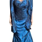 J&J Strapless long blue dress with beading and corset 10/M Size M Photo 6