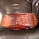 Brahmin Canvas and Warm Brown Crocodile Leather Shoulder Bag with Medallion Photo 10