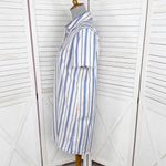 J. Crew Striped Button Down Shirt Dress White Blue Size 8 Preppy Retro Photo 1