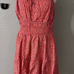 Gap Smocked Tie-Front Mini Dress, Red Floral Print, L 779850 Photo 0