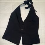 Tiger Mist  Black Buttoned Halter Blouse Photo 1