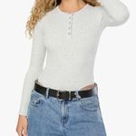 We Wore What Crew Neck Henley Ribbed Bodysuit Heather Gray Long Sleeve Size XS NWT Photo 1