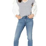 Michael Stars 💕💕 Blue Striped V-neck Tee 100% Linen Small S NWOT Photo 9