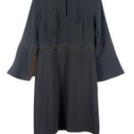 Ann Taylor Black Lace Trim Flare Sleeve Midi Dress Photo 0