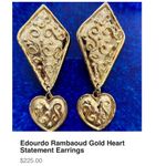 American Vintage Elegant Gold Dangle Earrings with a E Rambaud flair in Gold tone spiral design Photo 3