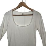 Free People  Bodysuit Ribbed Knit Square Neck Long‎ Sleeve Top Large Photo 1