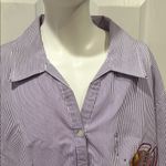 Las Olas Purple Striped Button-Down Shirt with Fish Embroidery Photo 3