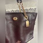Coach Turnlock Chain Tote Burgundy Pebble Leather Photo 3