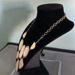 Stella & Dot  gold tone and beige statement necklace Photo 5