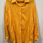 Vitamin A  Linen Women's L Relaxed Oversized Long Sleeve Button Up Shirt orange Photo 0