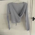 Brandy Melville  John Galt Coco Wrap Top in Blue Pinstripe Photo 2