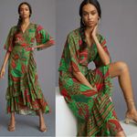 Farm Rio Tropical Bohemian Flutter Sleeve Wrap Maxi Dress Size Medium Photo 2