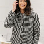 Andree by Unit  Jacket Womens M‎ Black White Houndstooth Puff Jacket NEW Photo 0
