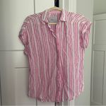 Rails  Striped Pink White Jamie Kokomo Stripe Button Down Short Sleeve Top linen Photo 1