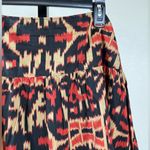 Jones New York Women’s Size 6 Boho Ikat Midi Skirt Flowy Earthy Tones Artsy A-Line Red Black Photo 6