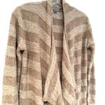 Barefoot Dreams Bamboo Chic Lite Striped Waterfall Cardigan Womens S/M Tan Cream Photo 2