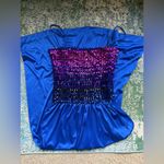Vintage 80s sequin tank dress with matching shawl set, size 10 Purple Photo 12