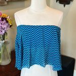 Rue 21 Bright Blue Strapless Top Crop Flowy Beach Summer Photo 4