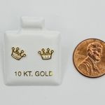 14k solid gold earrings tiny crown ❤️ Approx 7mm with cubic zirconia ❤️ screw back ❤️ aretes de corona de mujer o Niña de 14 kilates de tornillo Photo 4