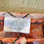 Abound  Smocked Crop‎ Top Plaid Puff Sleeve Blouse Orange White Small Photo 2