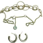 Monet St. Jude Interlocking Rings Chain Necklace Monet Hoop Post Earrings Set Silver Photo 0