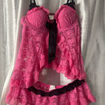 Linea Donatella  Pink and Black Lace Chemise🎀 Photo 0