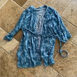 Handmade  Blue Floral Robe S/M Tie Flowers Photo 0
