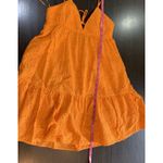 ZARA  Eyelet Babydoll Summer Dress Medium Festival Spaghetti Tie Back Orange Photo 7
