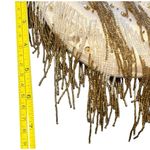 Vintage 1990s Cream & Bronze Beaded Fringe Satin Photo 8