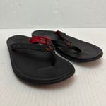 OluKai Punua Kia'i Womens 10 US 40 EUR Flip Flops Black/Red Slip On Sandals Black Photo 2