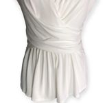 Max Mara  Studio White V-neck Peplum Babydoll Mesh Lined Top Photo 1