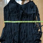 One Piece Fringe Halter Neck Black Swim Suit Womens Size Large Photo 2