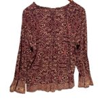 Lucky Brand  Boho Floral Paisley BabydollTop 1X‎ Maroon Tassel Tie Peasant Hippie Photo 1