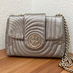 Henri Bendel  Metallic Silver Pewter Quilted Chain Flap Shoulder Crossbody Bag Photo 0