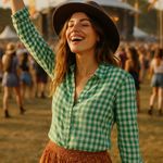 J.Crew Factory Green & White Gingham Button-Up Shirt Cottagecore– Women’s M Photo 12