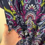 Chico's  Ruched Sleeve Midi Dress Size 2 Large Multi Paisley Floral Stretch Office Photo 3