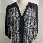 Ecote Black and White Geometric Print 3/4 Sleeve Dress Women’s Size Small Photo 3