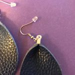 Earrings Navy Blue Faux Leather in Teardrop Shape w/ Fish Hook & Back NEW Photo 1