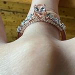 Natural Morganite Moissanite Sterling Silver Ring Size 8 Pink Photo 1