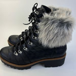 Kaari Blue  Katie Combat Boot~ Black~ with Fur Trim~ Size 8.5 Photo 0