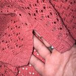 Athleta  Pink Organic Cotton Crochet Knit Hooded Pullover Sweater Lightweight M Photo 6