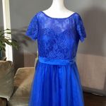 Women’s Short Sleeve Full Length Lace & Tulle Bridesmaid Party Dress Size XL NWT Blue Photo 1