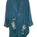 Vintage Blue Fish 1996 Phoenician Jacket Abstract Viridian Lagenlook O/S Size undefined Photo 0