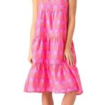J. Marie Maeve Pink Tulip Flower Print Tiered Midi Dress Women's M NWOT Vacation Size M Photo 0