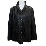 Dennis Basso Dennis by Dennis Brasso Black Faux Leather Women's Jacket Large‎ Diamond Photo 1