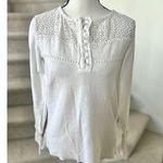 Sundance White Eyelet Lace Long Sleeve Henley T Photo 0