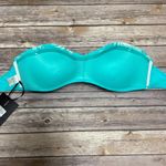 Skye Turquoise Blue Green Ivory Coastal Bandeau Molded Cup Tropical Bikini XL Photo 5