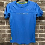 Nike Lance Armstrong LIVESTRONG Blue T-Shirt with Yellow Details Top Womens Med Photo 0