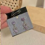 NWT Silver Tone Lilac Rhinestone Floral Earrings Glam Ames Faux Diamond Chic Classy Purple Photo 8